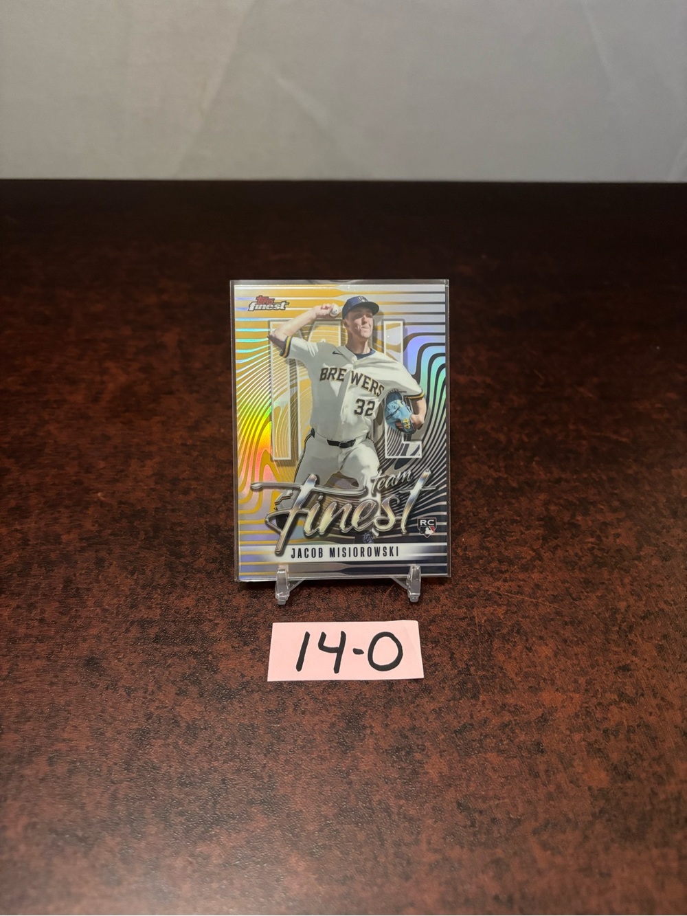 Jacob Misiorowski 2026 Topps Finest Team Finest Refractor RC card #TF-24 Brewers